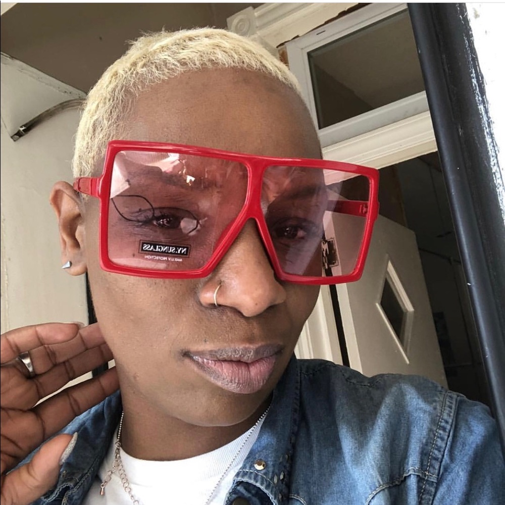 Red large frames sunglasses brand new